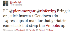 Illustration for article titled Rio Ferdinand Is Cyberbullying Piers Morgan And His Moobs, For Some Reason